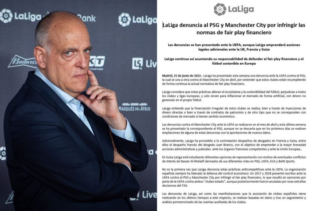 Javier Tebas claimed PSG and PSG with FFP breached