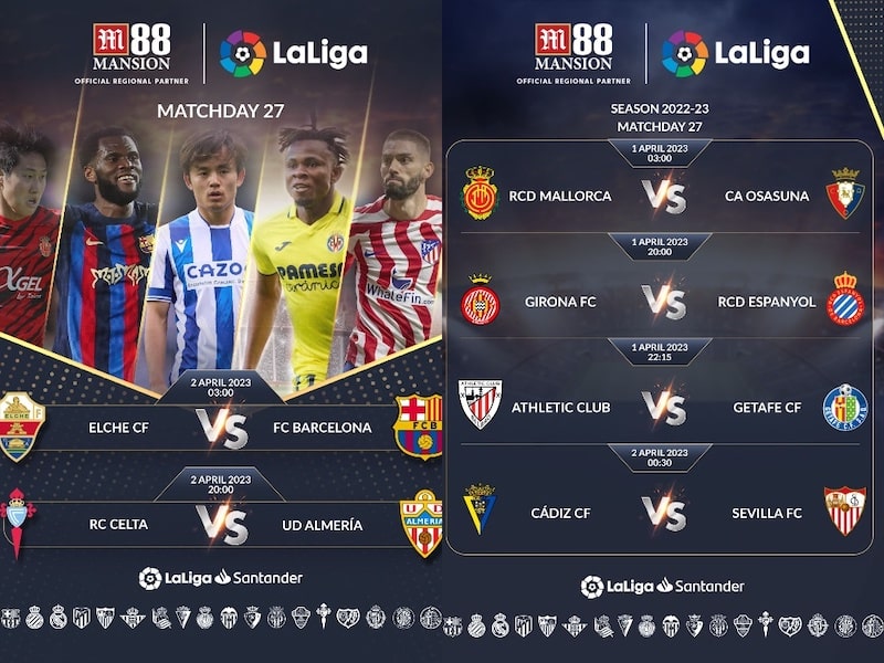 La Liga 2022-23 MD27 fixtures