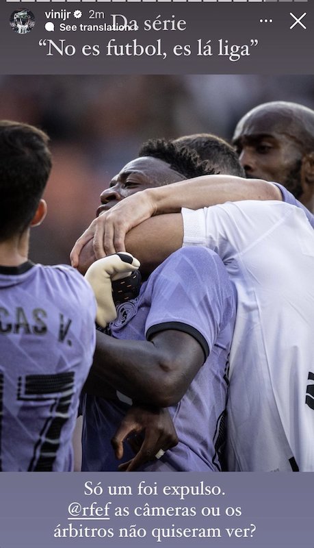  Vinicius Jr's message after the incident at Valencia
