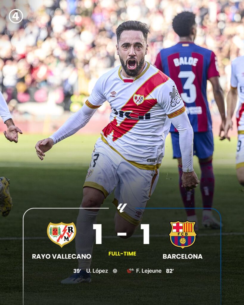 Barcelona dropped point at Vallecano for a third season in a row